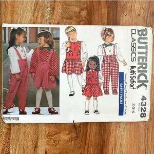 UNCUT Vintage 1980s Butterick 4328 Sewing Pattern Sz 2-4 Short Pants Shirt Dress